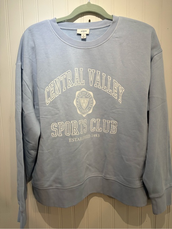 J. Crew Tops - J. CREW Light Blue Central Valley Sports Club Crewneck Sweatshirt size M. NWOT